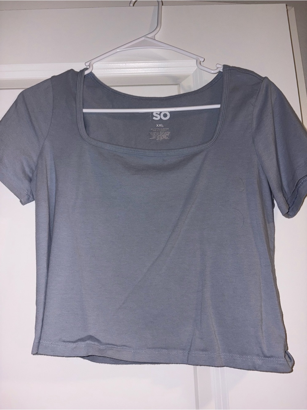 SO Women's Light Blue Square Neck Crop Top